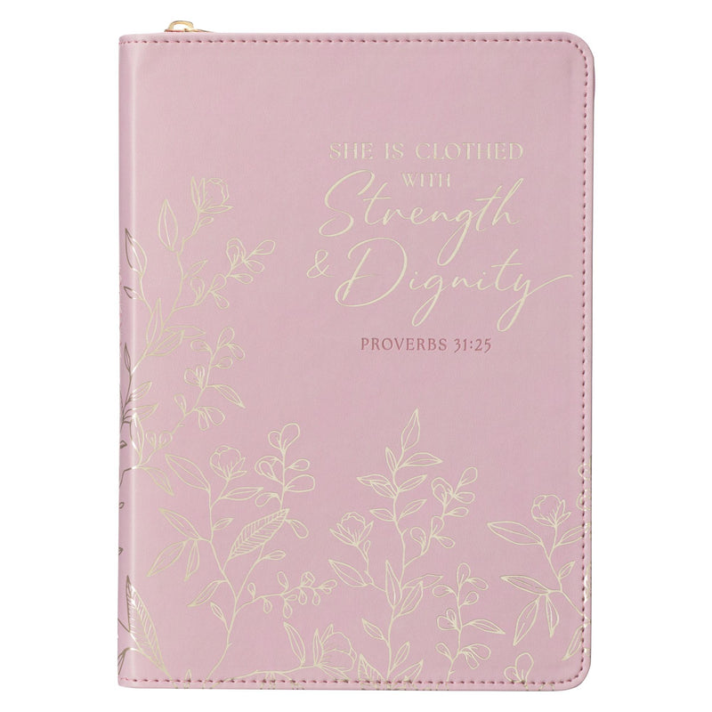 Strength & Dignity Prov. 31:25 Journal Classic Zip Pink 