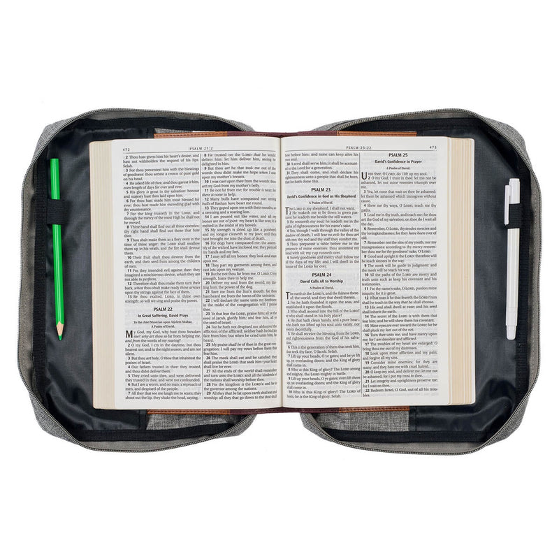 Sterke en moedige Jozua 1:9 Bijbelomslag grijs.