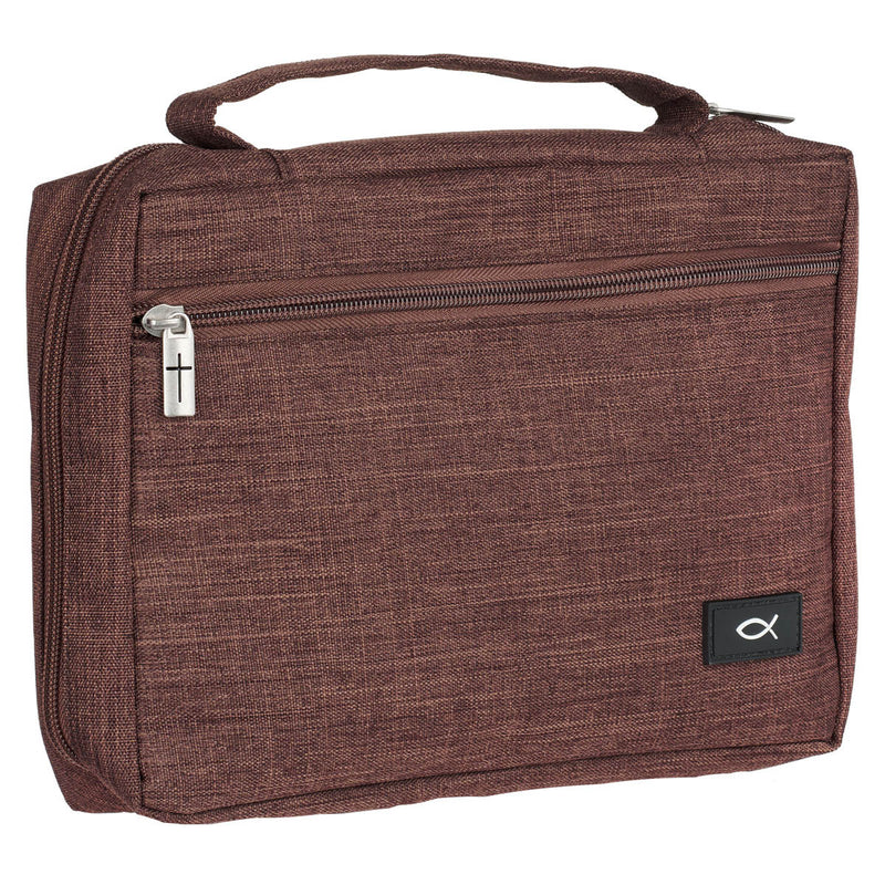 Ichthus Patch Brown Bible Cover MEDIUM