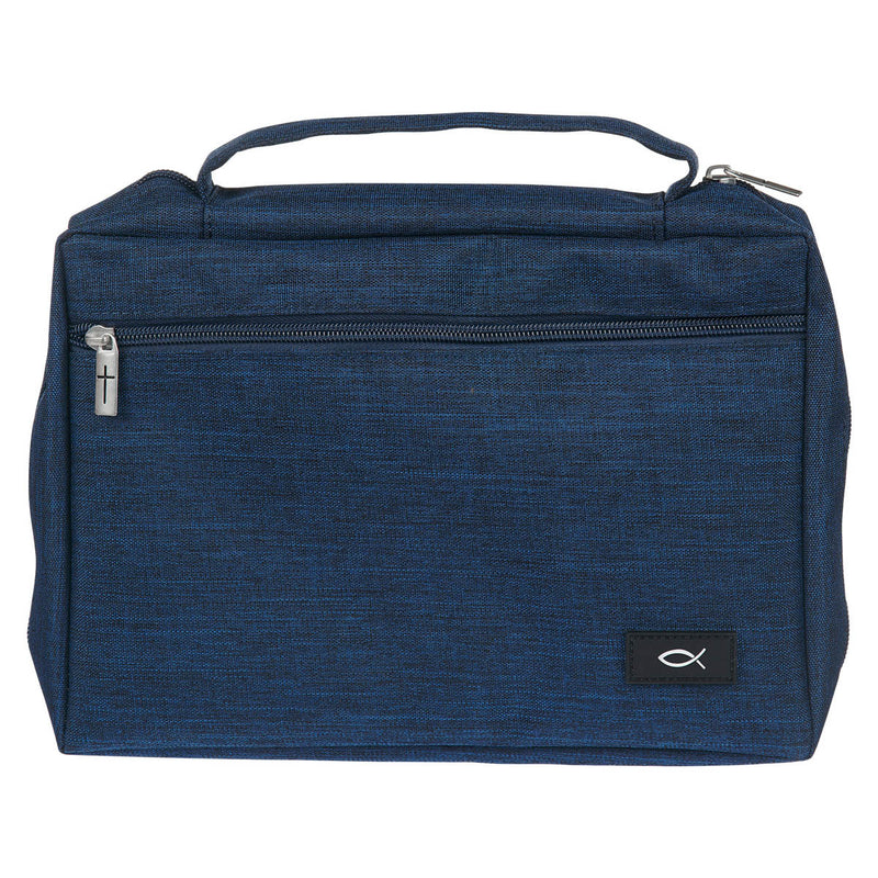 Ichthus Patch Navy Bible Cover. XL