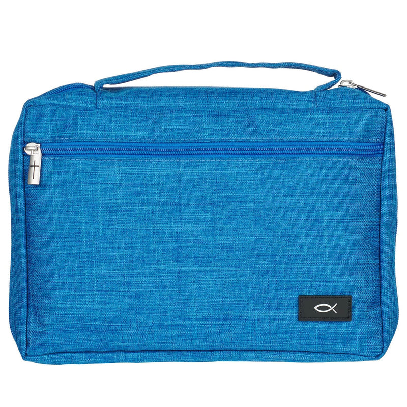 Ichthus Patch Blue Bible Cover. MEDIUM
