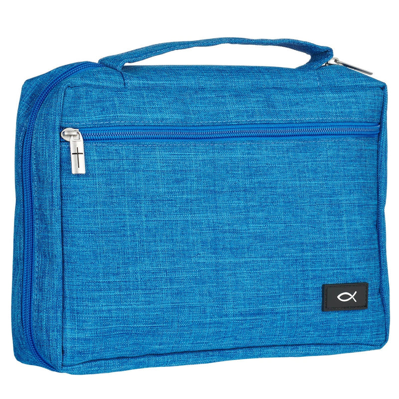 Ichthus Patch Blue Bible Cover. MEDIUM