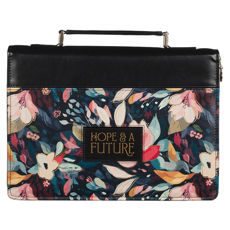 Hope & a Future Jer. 29:11 Bible Cover Fashion Black Floral . XL