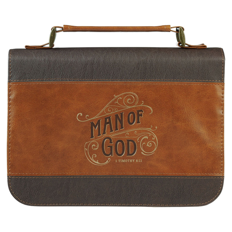 Two-Tone Man of God 1 Tim. 6:11 Bible Cover Classic Brown .