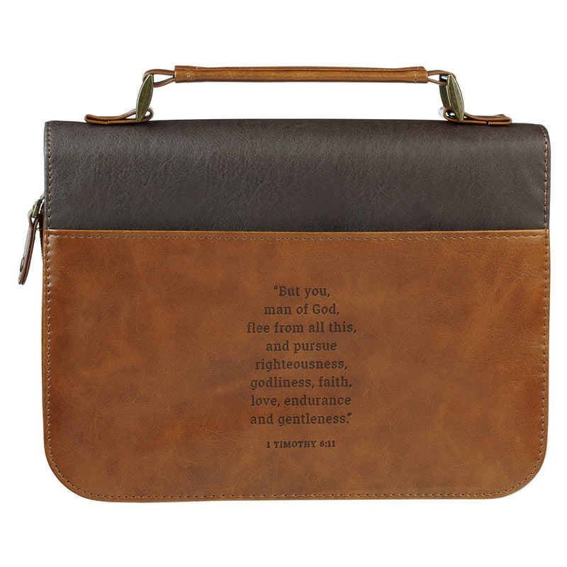Two-Tone Man of God 1 Tim. 6:11 Bible Cover Classic Brown .
