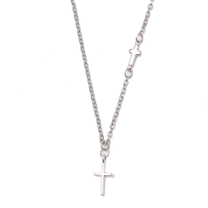Cross stainless steel necklace 40cm silver-colored