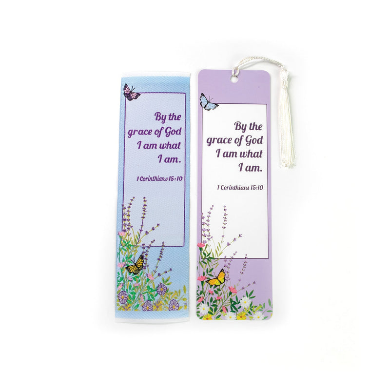 By the grace of God, 1 Corinthians 15:10 Fabric Bookmark Set