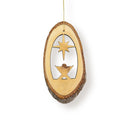 Holy Land Olive Wood Live Edge Oval Slab Manger with Star Ornament