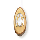 Holy Land Olive Wood Live Edge Oval Slab Shepherds with Angels Ornament