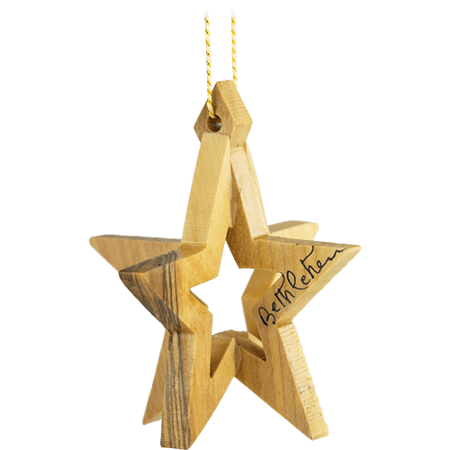 Holy Land Olive Wood 3D Bethlehem Star Ornament