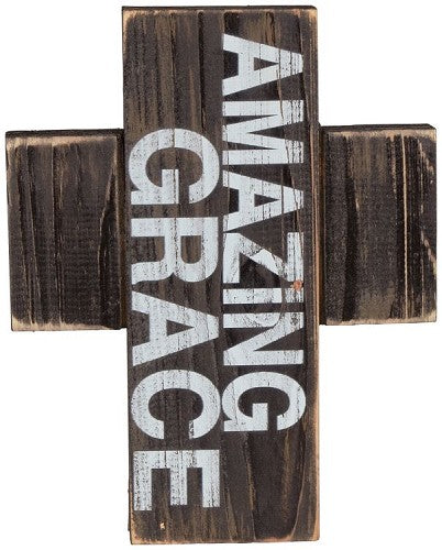 Wooden mini cross amazing grace