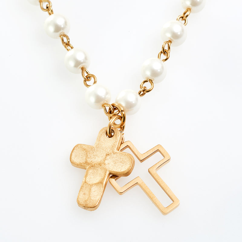 Double cross - Glass pearls