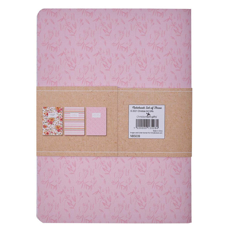 He Leads Me Pink Floral Large Notebook S