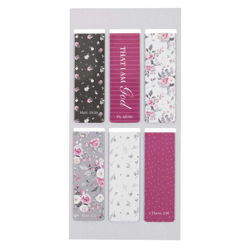 Pink Roses Magnetic Bookmark Set