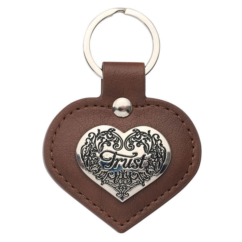Heart-shaped TRUST Faux Leather Keyring 