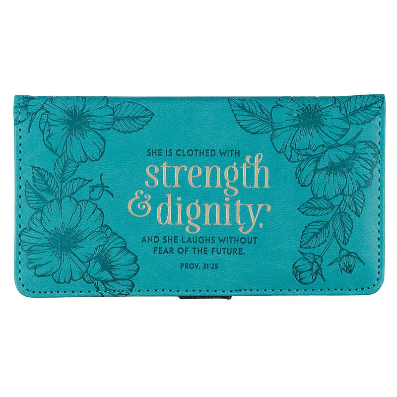 Strength & Dignity Teal Faux Leather Che
