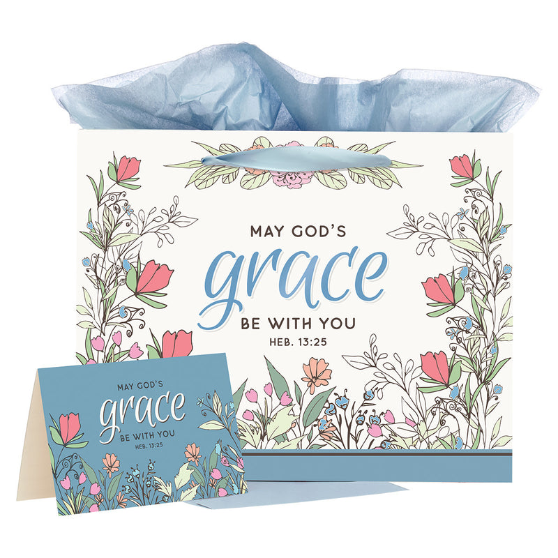 God's Grace Blue Floral - Hebrews 13:25