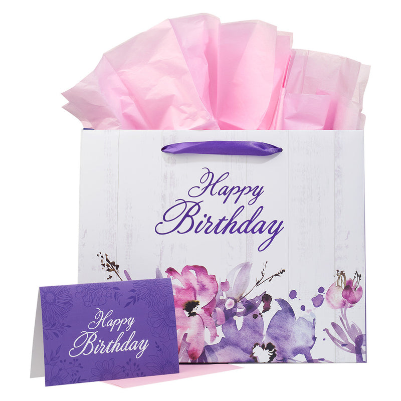Happy Birthday Purple Floral