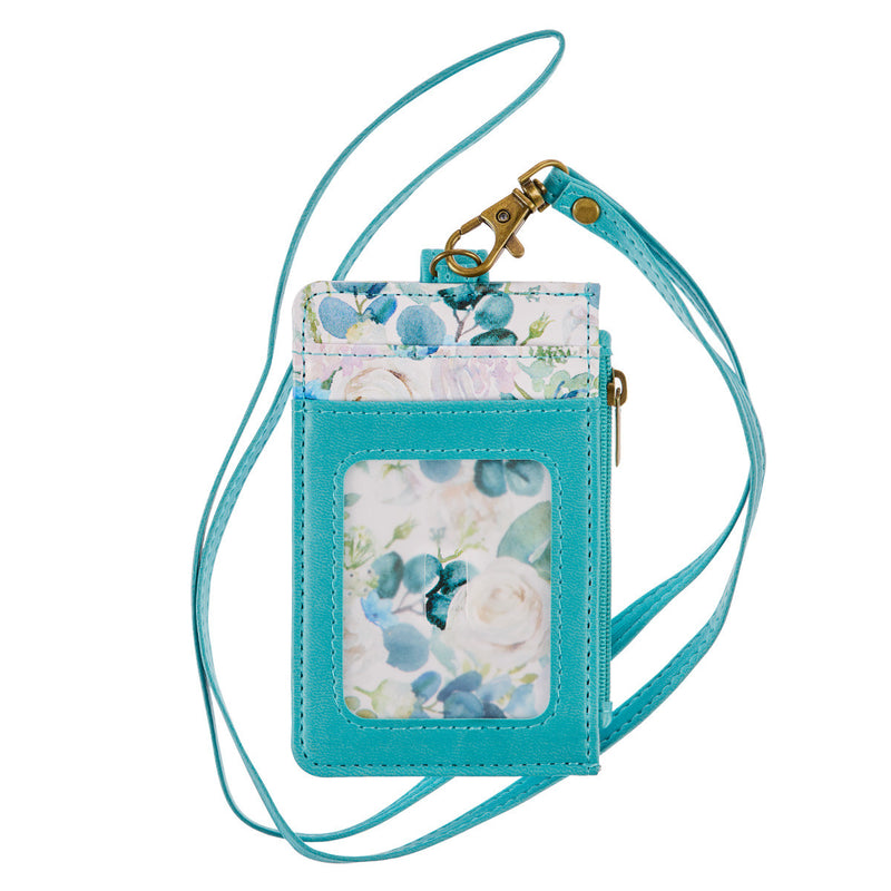 Be Still and Know Floral Teal Faux Leath