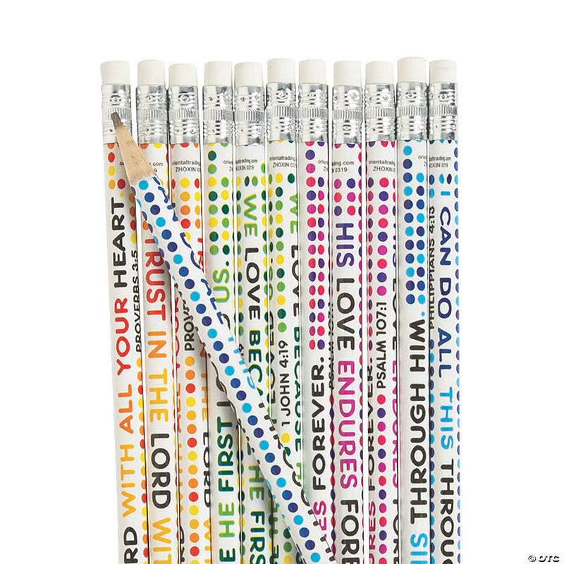 Colorful Bible Verse Pencils  - 24 Pc.