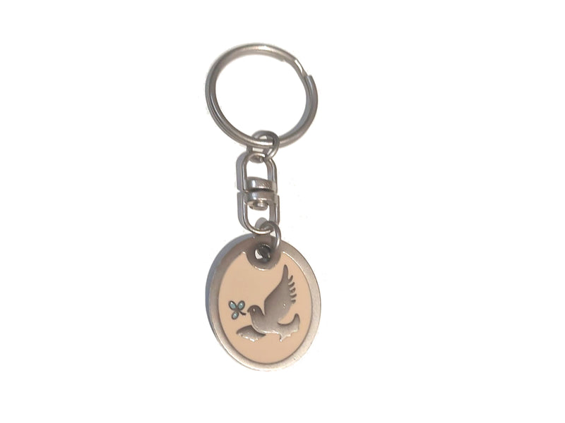 Oval  keyring with dove symbol