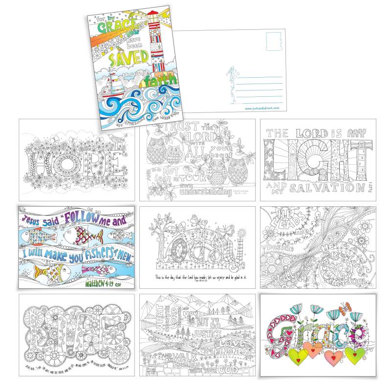 10 Images of Grace Colouring postcards