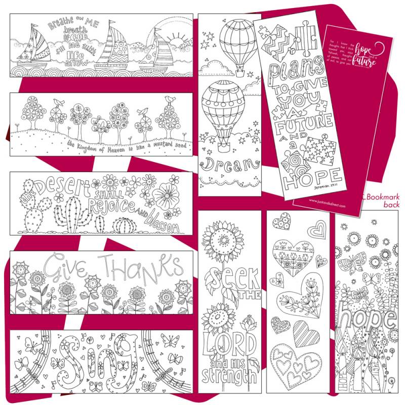 10 Images of Hope Colouring bookmarks