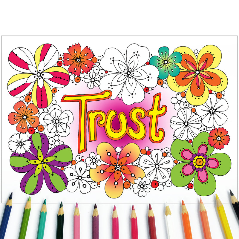 10 Images of Hope Colouring postcards
