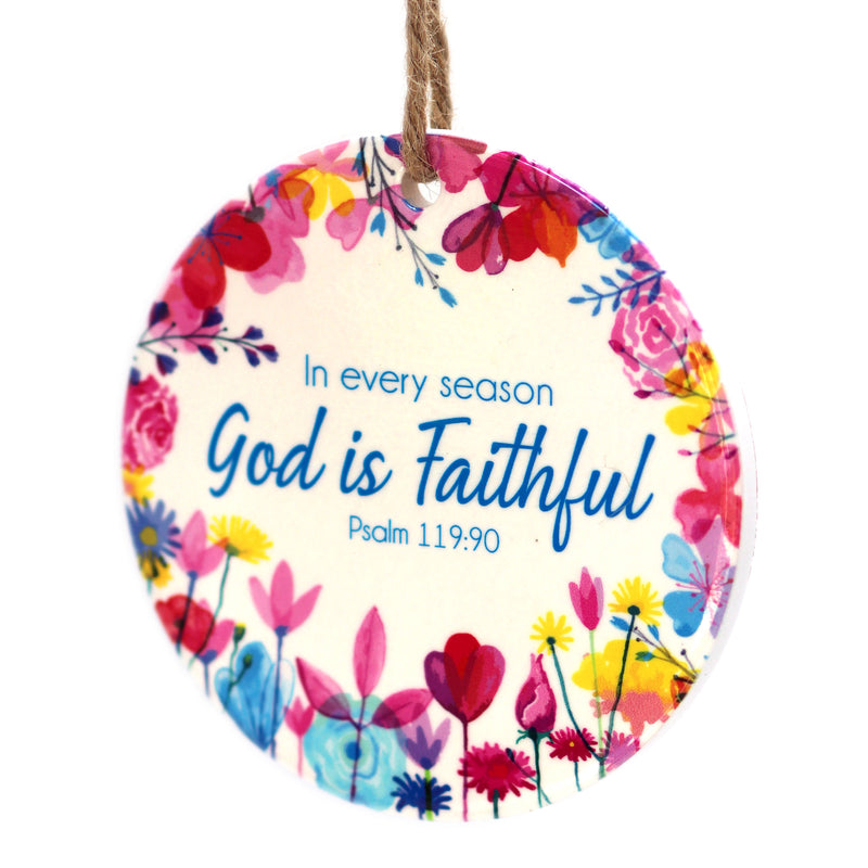 God is faithful ceramic hanging decor