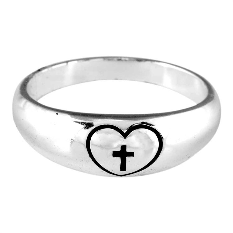 Heart with cross - Size 7 (17mm)