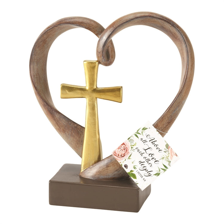 Heart with cross - Gold colored