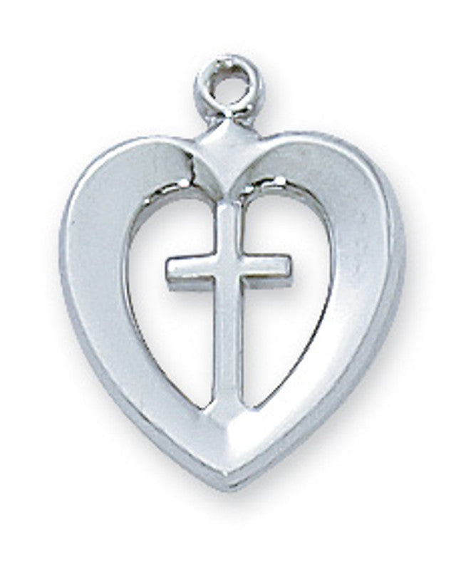 Heart with cross silver in giftbox