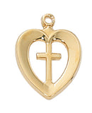 Heart with cross gold over silver in giftbox