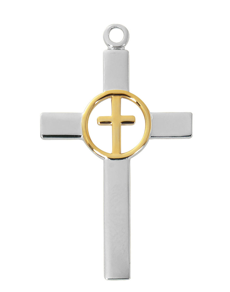 Cross in cross 2 tone gold over silver-silver