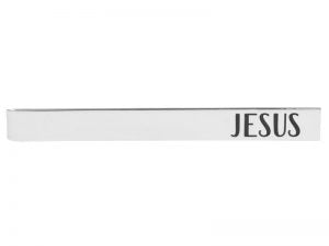 Tie bar etched Jesus silver