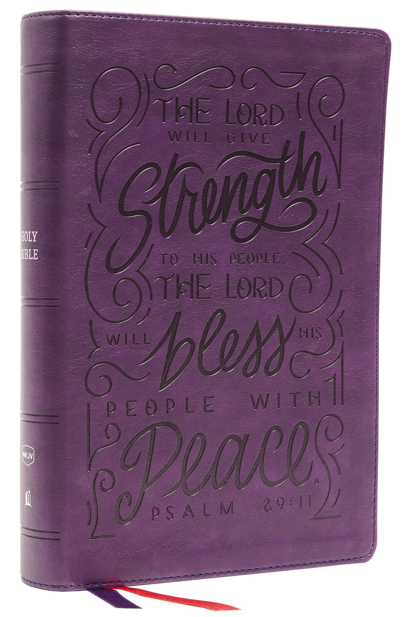 NKJV Giant Print Center-Column Reference Bible  Verse Art Cover Collection (Comfort Print)-Purple Leathersoft Indexed