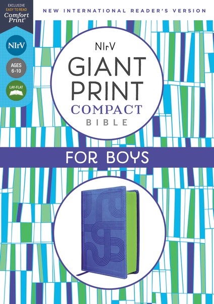 NIrV Giant Print Compact Bible For Boys (Comfort Print)-Blue Leathersoft