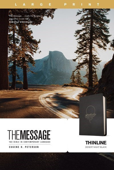 The Message Thinline Bible/Large Print-Desert Night Black LeatherLike