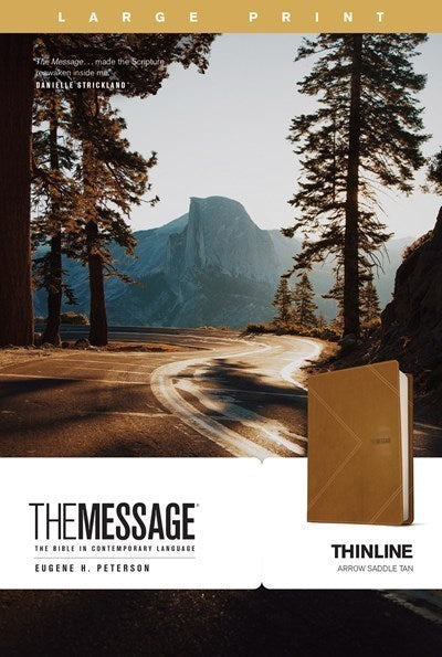 The Message Thinline Bible/Large Print-Arrow Saddle Tan LeatherLike