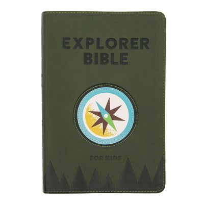 CSB Explorer Bible For Kids-Olive Compass LeatherTouch Indexed