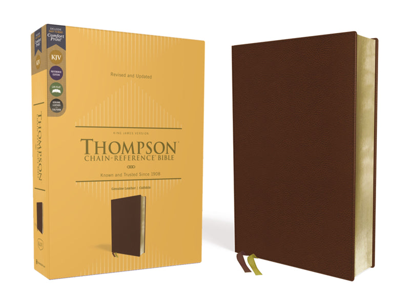 KJV Thompson Chain-Reference Bible (Comfort Print)-Brown Genuine Calfskin Leather