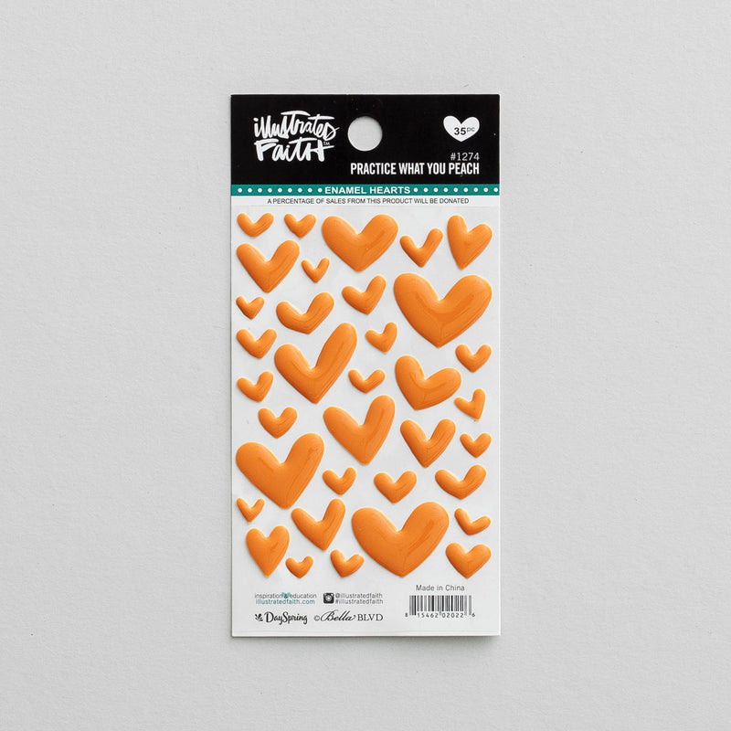 Peach - Cardstock stickers hearts