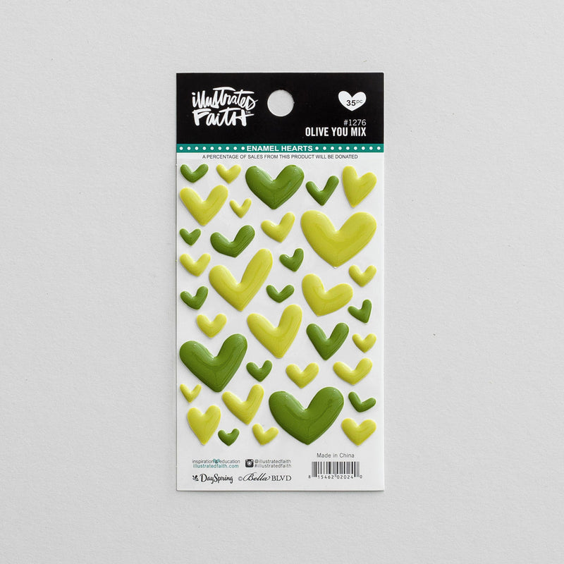 Olive - Cardstock stickers hearts