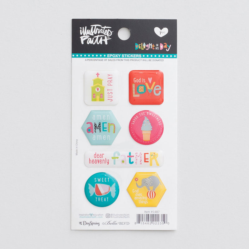 Delight in His day - Epoxy stickers