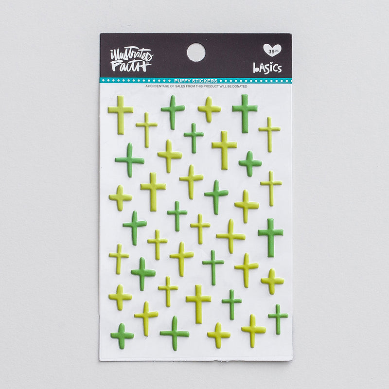 Olive green crosses - Puffy stickers