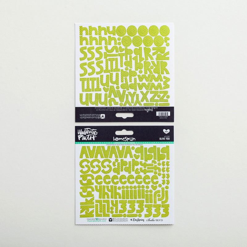 Olive green - Cardstock sticker alphabet