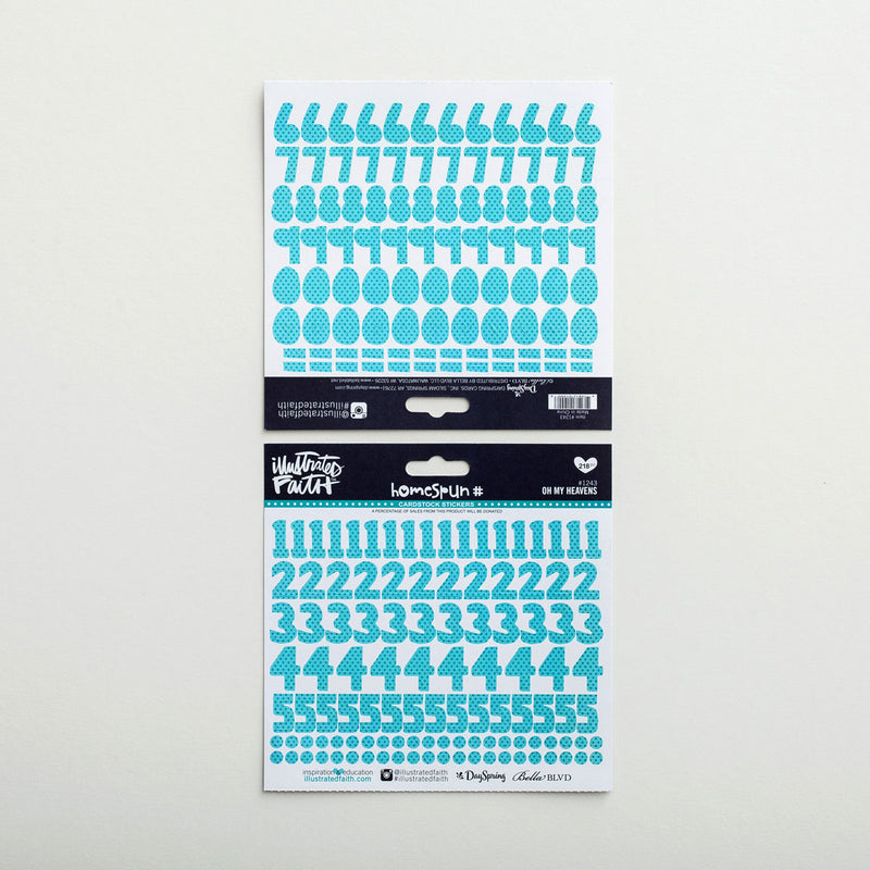Heavenly blue- Cardstock stickers number