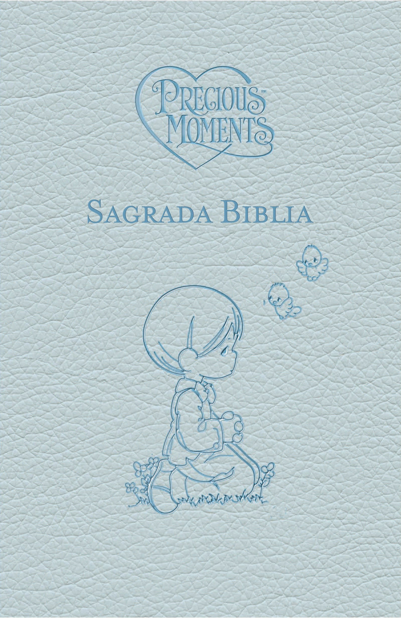 Span-LBLA Precious Moments Catholic Bible (Biblia Catolica Precious Moments)-Baby Blue Leathersoft