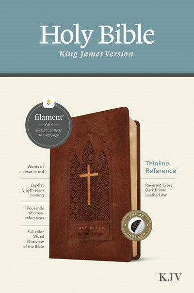 KJV Thinline Reference Bible  Filament Enabled Edition-Reverent Cross Dark Brown LeatherLike Indexed