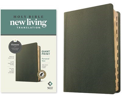 NLT Personal Size Giant Print Bible  Filament Enabled Edition-Olive Green Genuine Leather Indexed